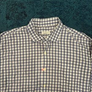 Peter Millar Blue Checkered Men's button up Shirt XXL casual